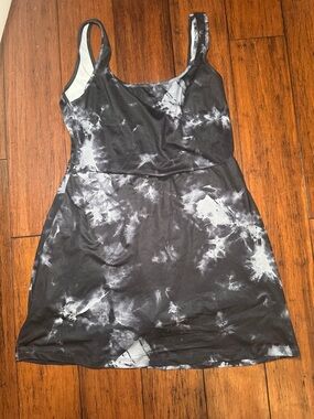 Women’s Stretchy, Sleeveless Black & Gray Tie-Dye Bodycon Dress with shorts
